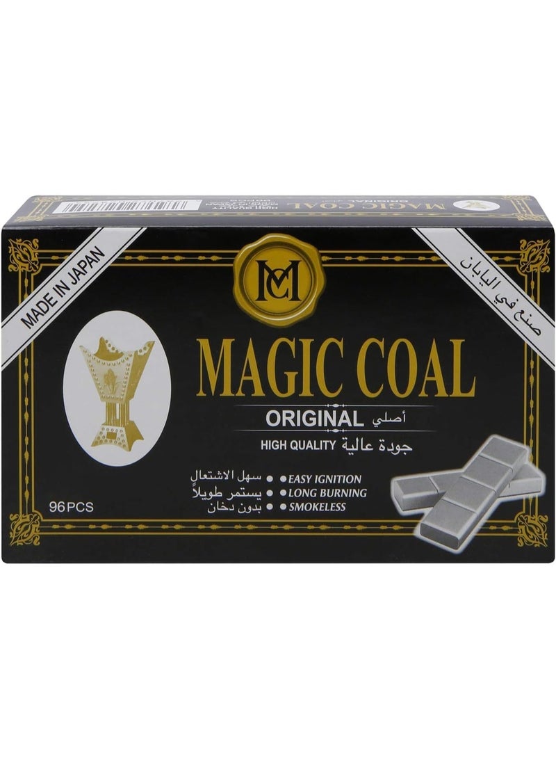 Magic Coal For incense Burner Bakhoor Charcoal - Easy Ignition - (96 Pcs) Silver - Image 1